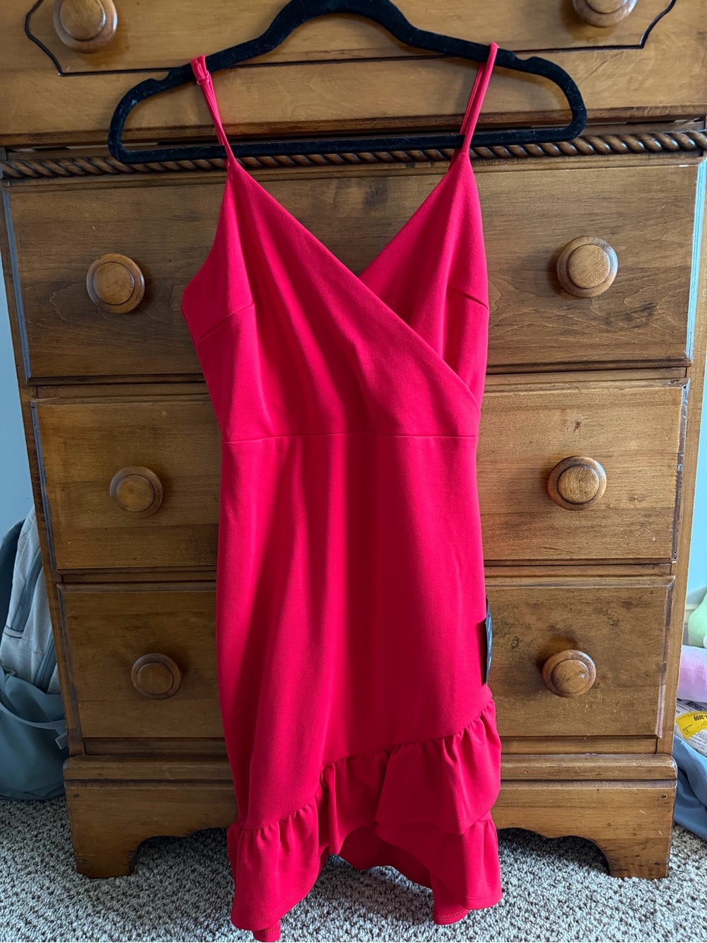 Lulu's Bright Red Ruffle-Hem Mini Dress